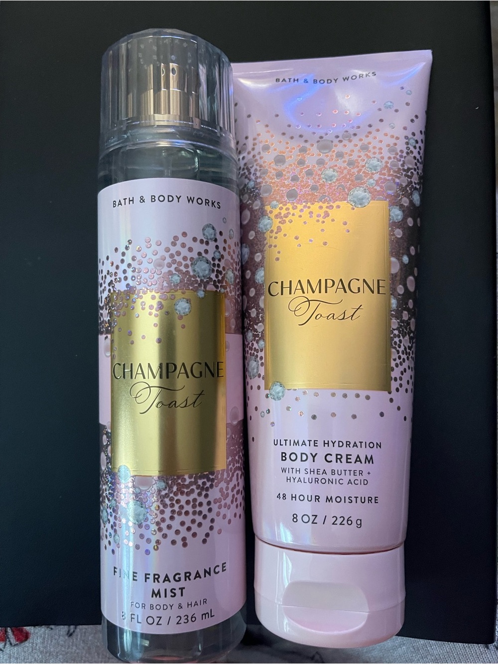 Bath & Body Works Champagne Toast Mist & Body Cream - Pink & Gold